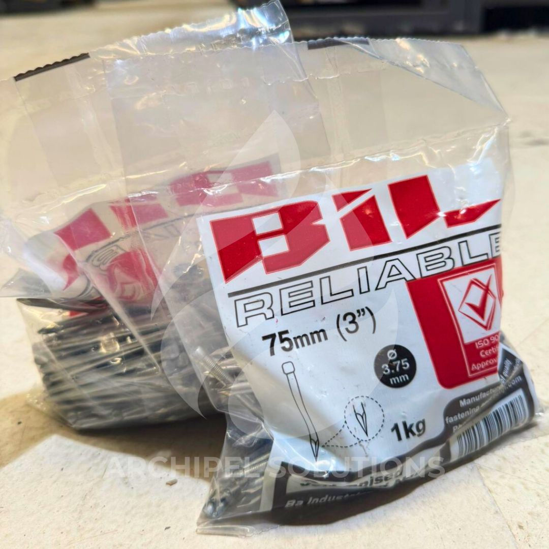 BIL Reliable Galvanised Jolt Head Nails 75mm x 3.75mm 1kg